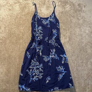 Old Navy Dress Womens Small Poplin Cami Navy Blue Knee Sun Adjustable Coastal